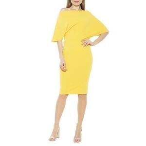 Alexia Admor Women Stretchy Yellow Olivia Draped One-Shoulder Dress Size XS